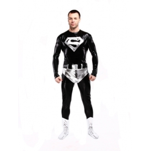 Shiny Metallic Black Superman Costume